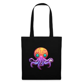 Oktopus Buntes Aquarell Cartoon Kawaii Tier - Stoffbeutel - Schwarz - Vorne