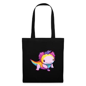 Axolotl Aquarelle Colorée Dessin Animé Kawaii Animal - Sac en tissu - noir - Devant