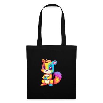 Eichhörnchen buntes Aquarell Cartoon Kawaii Tier - Stoffbeutel - Schwarz - Vorne
