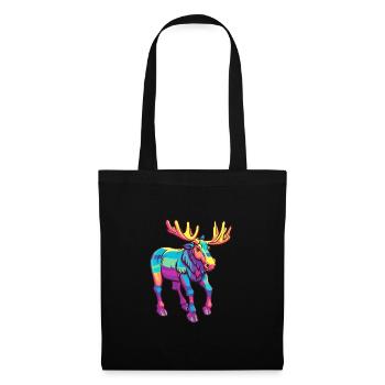Moose Colorful Watercolor Cartoon Kawaii Animal - Tote Bag - black - Front