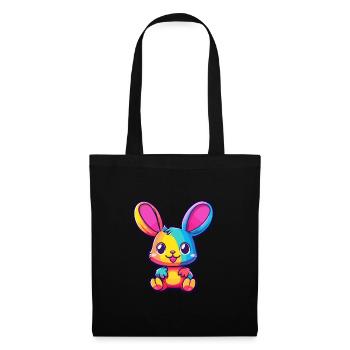 Rabbit Colorful Watercolor Cartoon Kawaii Animal - Tote Bag - black - Front