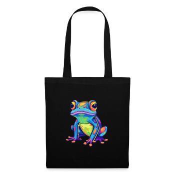 Frosch buntes Aquarell Cartoon Kawaii Tier - Stoffbeutel - Schwarz - Vorne