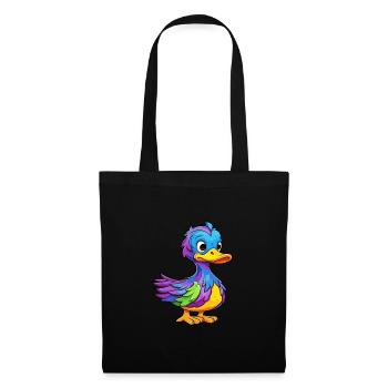 Ente buntes Aquarell Cartoon Kawaii Tier - Stoffbeutel - Schwarz - Vorne