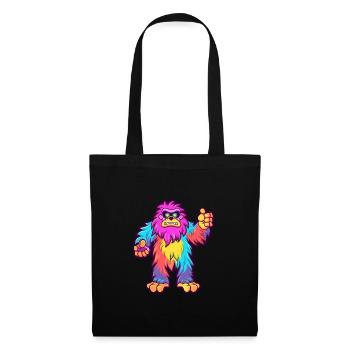 Bigfoot Buntes Aquarell Cartoon Kawaii Tier - Stoffbeutel - Schwarz - Vorne