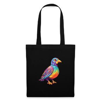 Perdrix Aquarelle Colorée Dessin Animé Kawaii Anima - Sac en tissu - noir - Devant