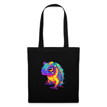 Lizard Colorful Watercolor Cartoon Kawaii Animal - Tote Bag - black - Front