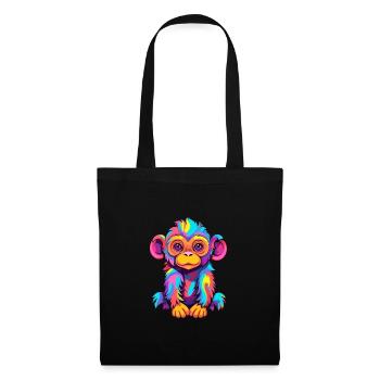 Monkey Colorful Watercolor Cartoon Kawaii Animal - Tote Bag - black - Front