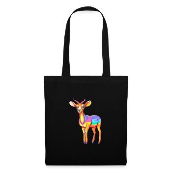 Impala Buntes Aquarell Cartoon Kawaii Tier - Stoffbeutel - Schwarz - Vorne