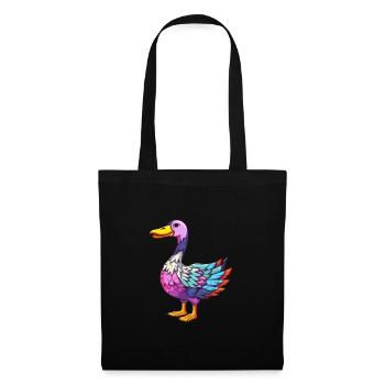 Oie Aquarelle Colorée Dessin Animé Kawaii Animal - Sac en tissu - noir - Devant