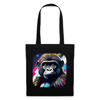 Cooler Gorilla im Graffiti Style - Stoffbeutel - Schwarz - Vorne