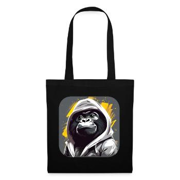Gorille cool avec sweat à capuche - Sac en tissu - noir - Devant