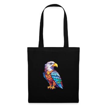 Weißkopfseeadler Bunte Aquarell-Karikatur Kawaii Anim - Stoffbeutel - Schwarz - Vorne