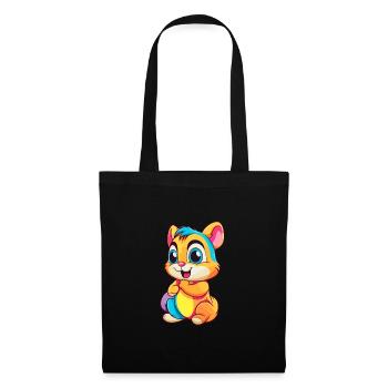 Chipmunk Colorful Watercolor Cartoon Kawaii Animal - Tote Bag - black - Front