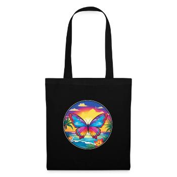 Schmetterling Bunte Aquarell-Karikatur Kawaii Haustier - Stoffbeutel - Schwarz - Vorne