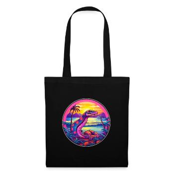 Schlange bunte Aquarell-Karikatur Kawaii-Tier - Stoffbeutel - Schwarz - Vorne
