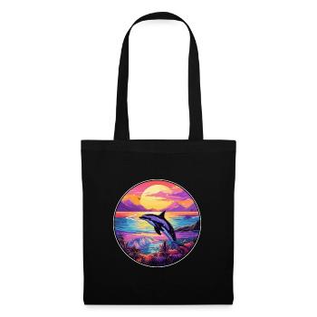 Orca Colorful Watercolor Cartoon Kawaii Animal - Tote Bag - black - Front