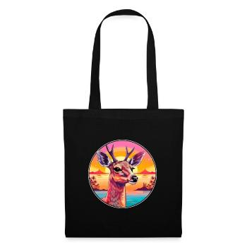 Cerf Aquarelle Colorée Dessin Animé Kawaii Animal - Sac en tissu - noir - Devant
