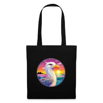 Seagull Colorful Watercolor Cartoon Kawaii Animal - Tote Bag - black - Front