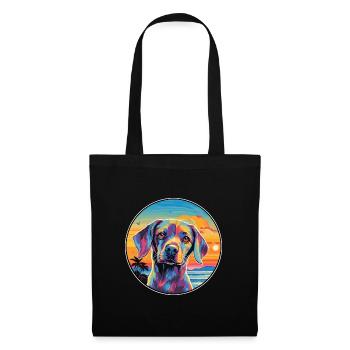 Hund Buntes Aquarell Cartoon Kawaii Tier - Stoffbeutel - Schwarz - Vorne
