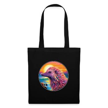 Echidna Colorful Watercolor Cartoon Kawaii Animal - Tote Bag - black - Front