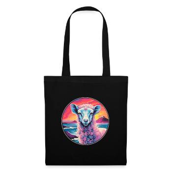 Schaf Buntes Aquarell Cartoon Kawaii Tier - Stoffbeutel - Schwarz - Vorne