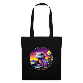 Salamandre Coloré Aquarelle Dessin Animé Kawaii Animal de compagnie - Sac en tissu - noir - Devant