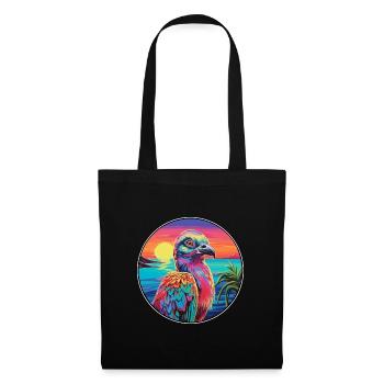 perdrix coloré aquarelle dessin animé Kawaii animal de compagnie - Sac en tissu - noir - Devant