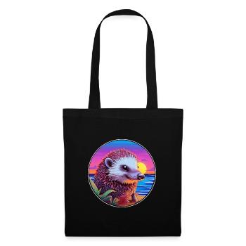 Igel Buntes Aquarell Cartoon Kawaii Tier - Stoffbeutel - Schwarz - Vorne