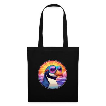 Penguin Colorful Watercolor Cartoon Kawaii Animal - Tote Bag - black - Front