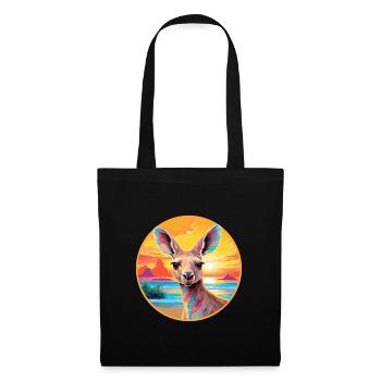 Kangourou coloré aquarelle dessin animé Kawaii Animal - Sac en tissu - noir - Devant