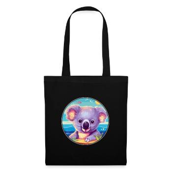 Koala Buntes Aquarell Cartoon Kawaii Tier - Stoffbeutel - Schwarz - Vorne