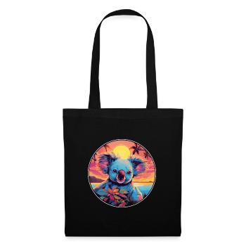 Koala Buntes Aquarell Cartoon Kawaii Tier - Stoffbeutel - Schwarz - Vorne