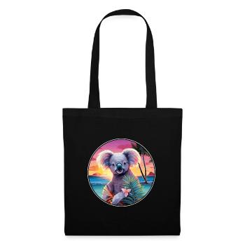 Koala Buntes Aquarell Cartoon Kawaii Tier - Stoffbeutel - Schwarz - Vorne