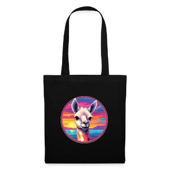 Llama Colorful Watercolor Cartoon Kawaii Animal - Tote Bag - black - Front