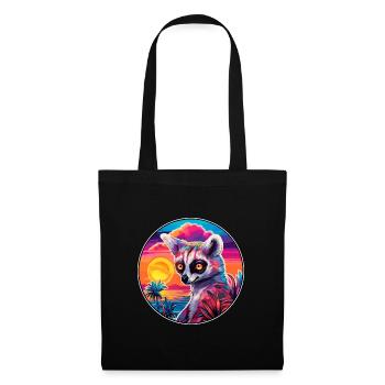 Lemur Colorful Watercolor Cartoon Kawaii Animal - Tote Bag - black - Front