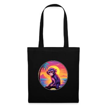 Monkey Colorful Watercolor Cartoon Kawaii Animal - Tote Bag - black - Front