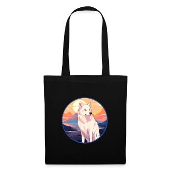 Arktischer Wolf Bunte Aquarell-Karikatur Kawaii Haustier - Stoffbeutel - Schwarz - Vorne