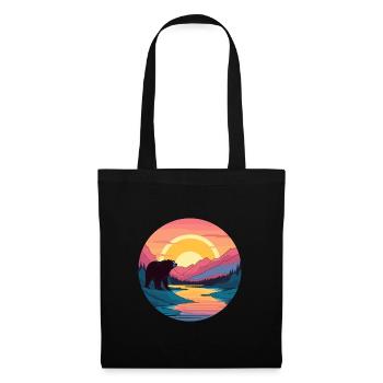 Bear Colorful Watercolor Cartoon Kawaii Animal - Tote Bag - black - Front