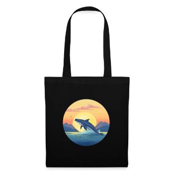 Blue Whale Colorful Watercolor Cartoon Kawaii Pet - Tote Bag - black - Front