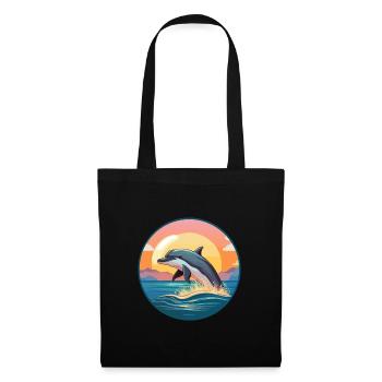 Delfin buntes Aquarell Cartoon Kawaii Tier - Stoffbeutel - Schwarz - Vorne