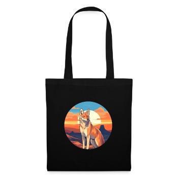 Coyote Colorful Watercolor Cartoon Kawaii Animal - Tote Bag - black - Front