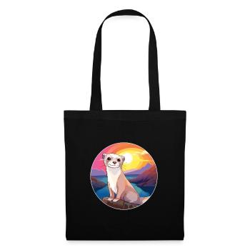 Ferret Colorful Watercolor Cartoon Kawaii Animal - Tote Bag - black - Front