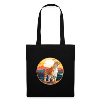 Jaguar Colorful Watercolor Cartoon Kawaii Animal - Tote Bag - black - Front