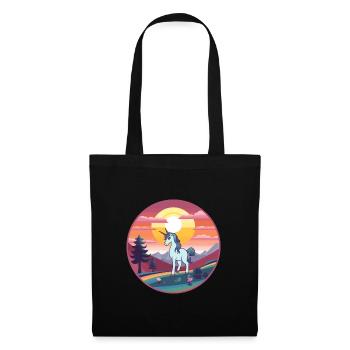 Einhorn Buntes Aquarell Cartoon Kawaii Tier - Stoffbeutel - Schwarz - Vorne