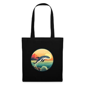 Baleine Aquarelle Colorée Dessin Animé Kawaii Animal - Sac en tissu - noir - Devant