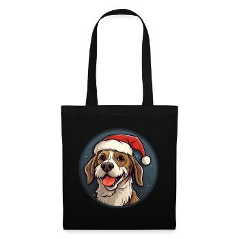 Hund Weihnachten - Stoffbeutel - Schwarz - Vorne