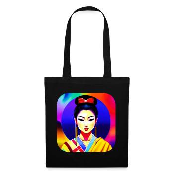 Geisha dans un style rétro - Sac en tissu - noir - Devant