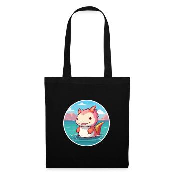 Axolotl aquarelle dessin animé Kawaii Clipart Animal - Sac en tissu - noir - Devant