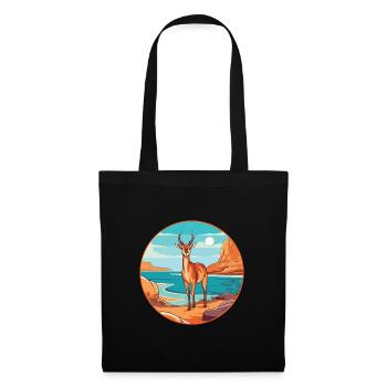 Antilope Aquarell Cartoon Kawaii Clipart Tier - Stoffbeutel - Schwarz - Vorne