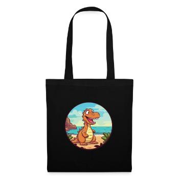 Dinosaure aquarelle dessin animé Kawaii Clipart Animal - Sac en tissu - noir - Devant